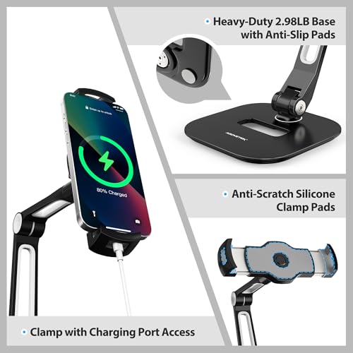 AboveTEK Tablet Stand, Multi-Angle Adjustable iPad Stand Holder, 360° Swivel Tablets Stand Aluminum Desk Mount Fits 4”-11"(Diagonal) iPad/mini/Air/Pro for Business Kiosk Office – Black - Image 5