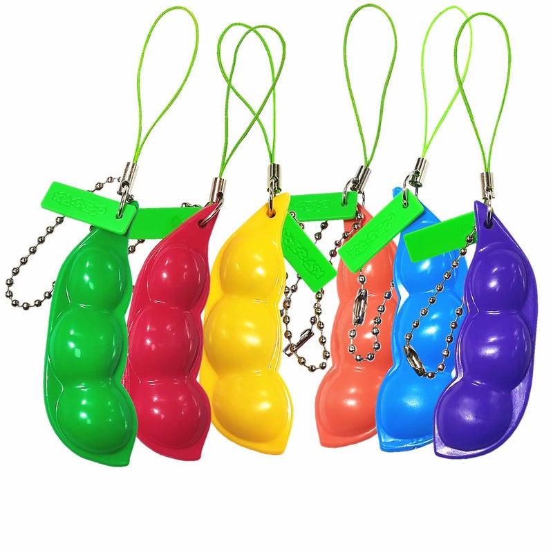 Ganjiang 12PCS Squeeze Bean Keychain Fidget Toys for Skin Picking, Pea Pod Sensory Fidget Toys,Stress Relief,Party Favor Toys - Image 3