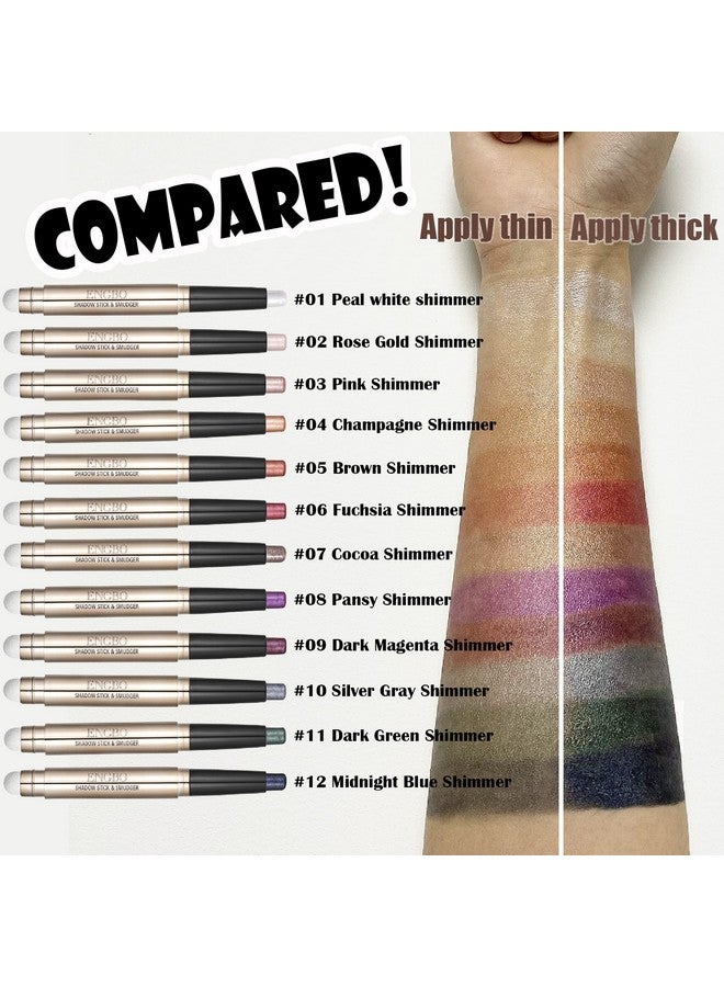 Wismee Blue Eye shadow Stick Makeup Eye Brightener Stick Cream Eye Shadow Pencil Shimmer Eyeshadow Stick for Eye Makeup Cosmetics Christmas Birthday Gift for Women (Midnight Blue Shimmer) - Image 3