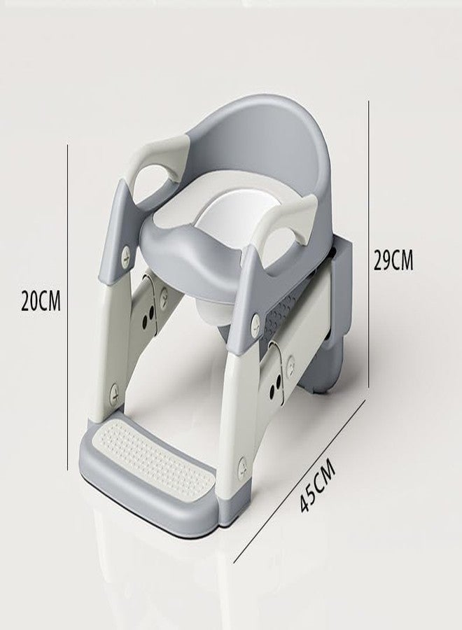 KIDDERY 4-Step Baby Potty Training Ladder Seat, Adjustable Toilet Trainer with Safety Handles, Anti-Slip Design, Foldable Step Stool, Fits Indian & Western Toilets (GREY, CONVERTIBLE) - Image 5