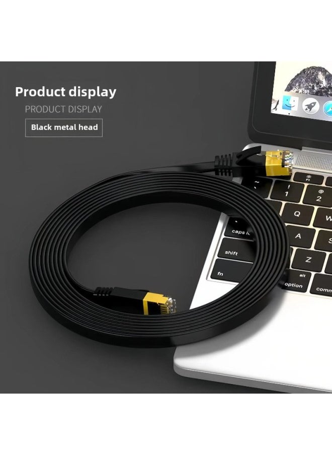 Generic Class 7 Pure Copper Network Cable Class 7 Flat Flat Wire 10 Trillion Network Jumper RJ45 Black White Shielded Finished Network Cable-Color:Category 7 Oxygen-free Copper Flat Wire (white)-Line Length:0.5m  - Image 5