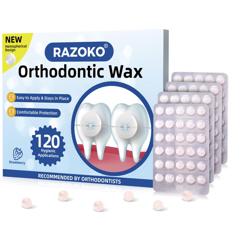 RAZOKO Orthodontic Wax for Braces Wax Dots 120 Individual Hygienic Packaging Dental Wax - Image 1