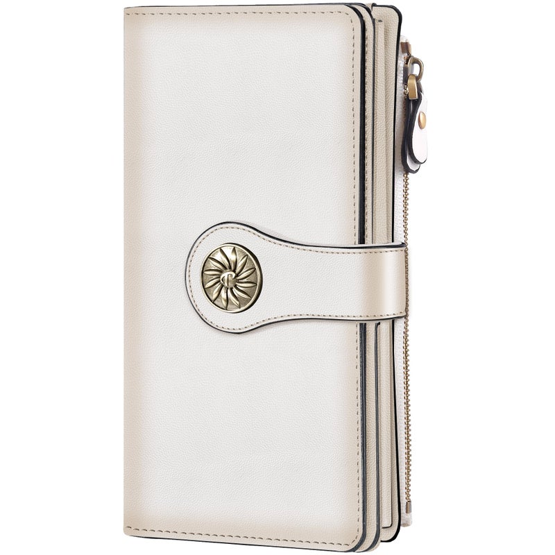 Travelambo Women's Wallet RFID Blocking Trifold Clutch Large Capacity Credit Card Holder Travel Purse - Image 1