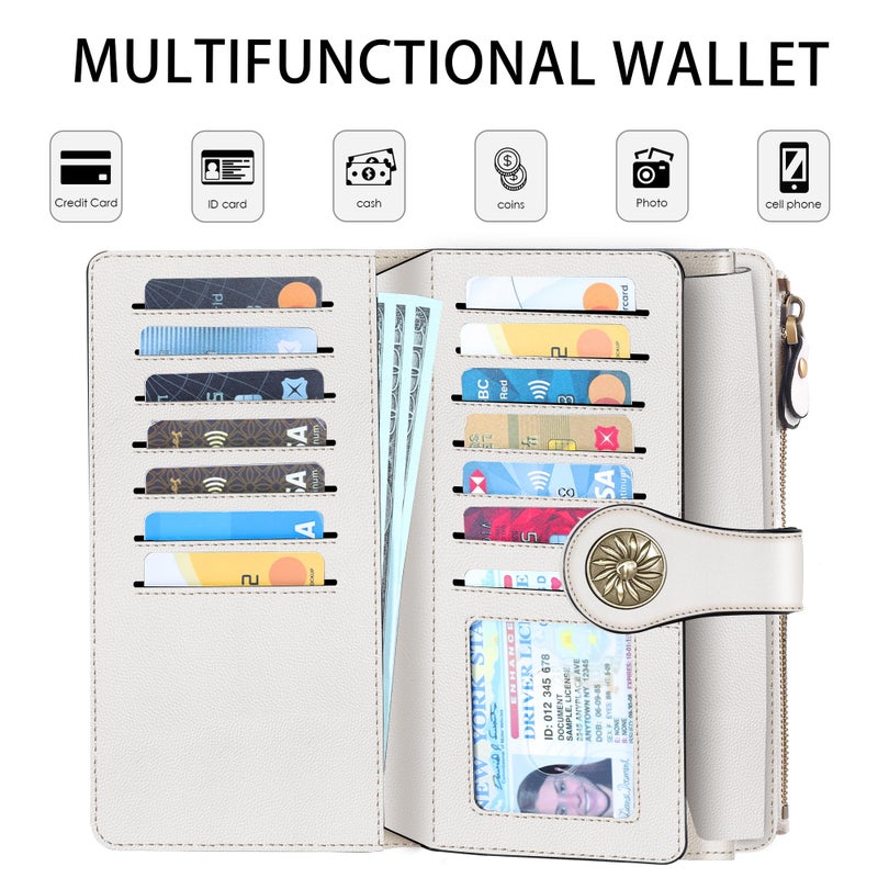 Travelambo Women's Wallet RFID Blocking Trifold Clutch Large Capacity Credit Card Holder Travel Purse - Image 3