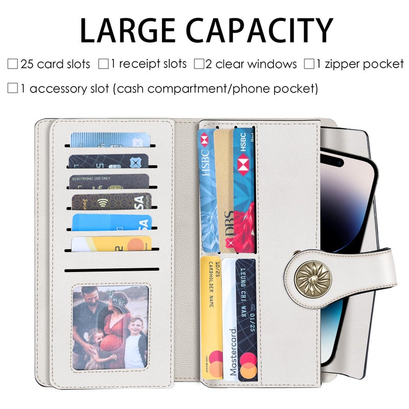 Travelambo Women's Wallet RFID Blocking Trifold Clutch Large Capacity Credit Card Holder Travel Purse - Image 2