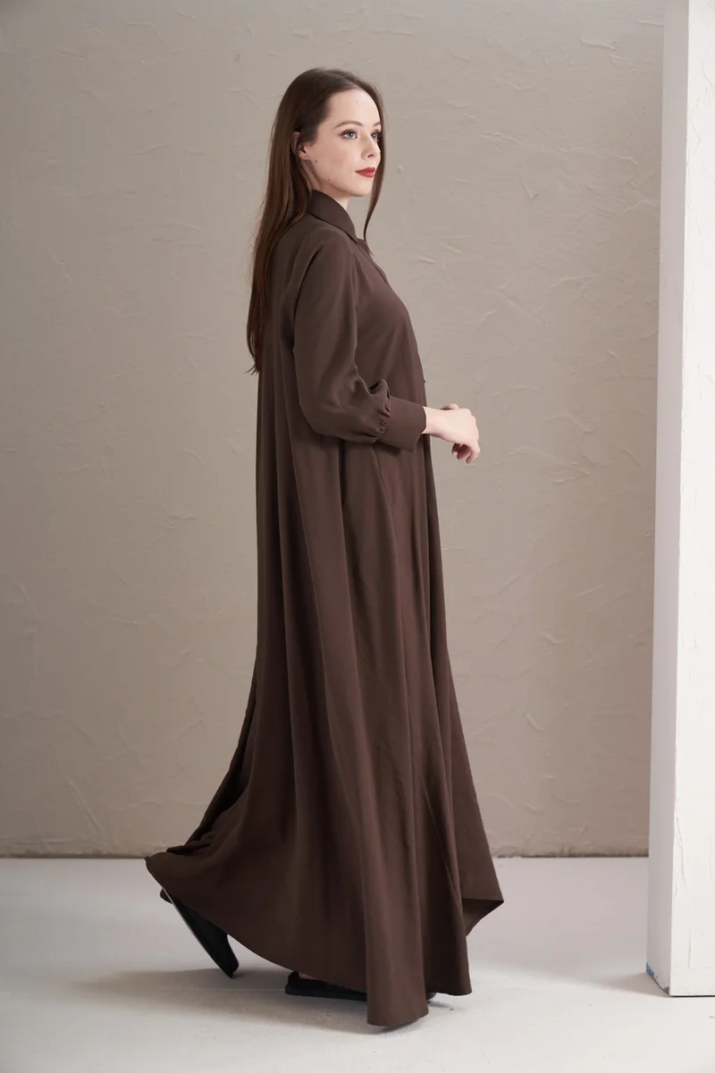 ميفرا A Pleat Extra Casual Modal Dress Dark Brown
