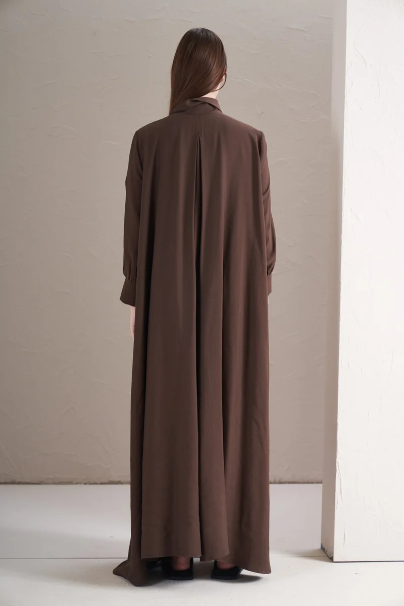 ميفرا A Pleat Extra Casual Modal Dress Dark Brown