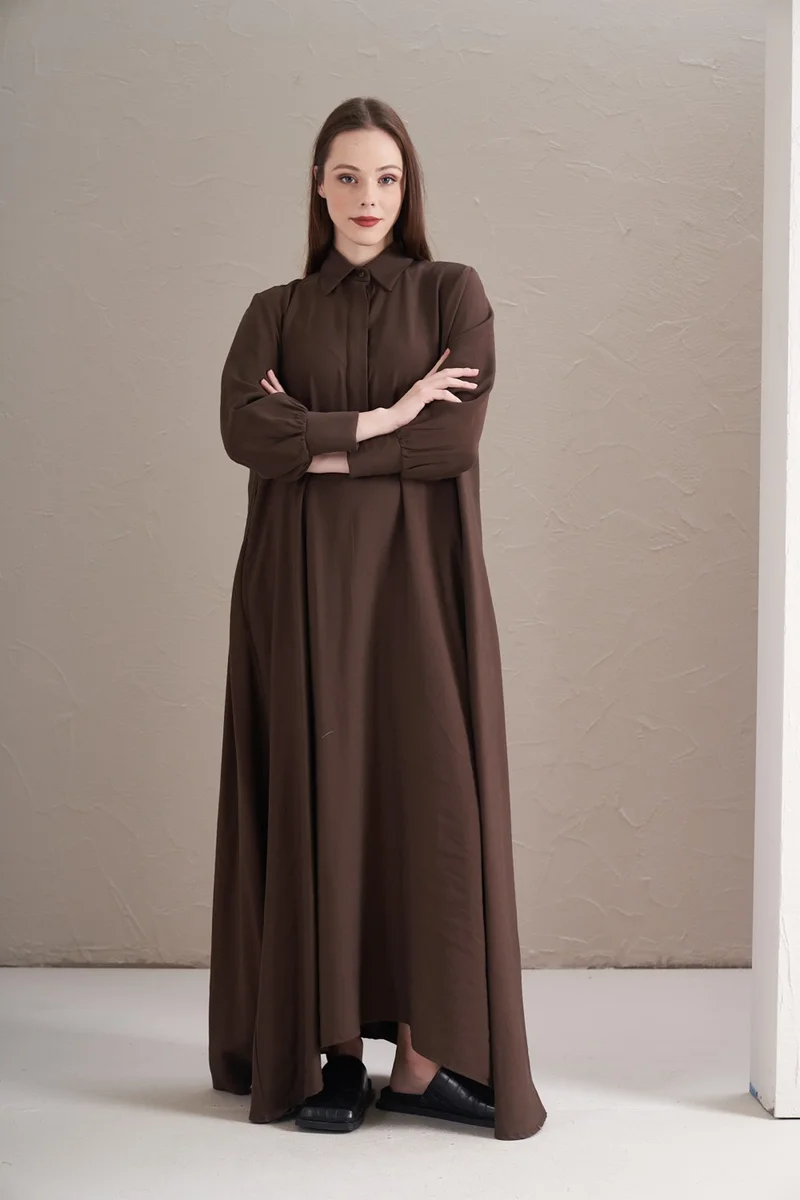 ميفرا A Pleat Extra Casual Modal Dress Dark Brown
