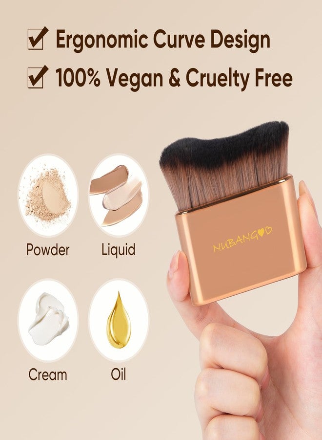 NUBANGOO Professional Kabuki Foundation Brush,Makeup Brush, Self Tanner Brush,Self Tanning brush,Foundation Makeup Brush Cream Powder Liquid,Face Neck Body Leg Tanning Makeup (Pink Gold) - Image 2