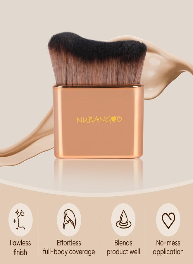NUBANGOO Professional Kabuki Foundation Brush,Makeup Brush, Self Tanner Brush,Self Tanning brush,Foundation Makeup Brush Cream Powder Liquid,Face Neck Body Leg Tanning Makeup (Pink Gold) - Image 3