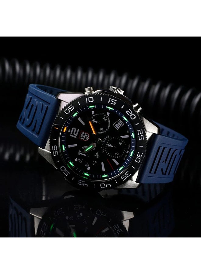 لومينكس ساعة يد رجالية كرونوغراف دائرية بسوار مطاطي . -  مم - Image 3