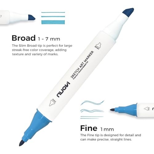 NUOVI Serene Hue Sketch Art Markers 6 Shades | Super Blendable Alcohol Based Ink, Smudge Free Colors | Dual Tip Fine & Chisel Tip Markers for Drawing, Colouring & Sketching - Image 3