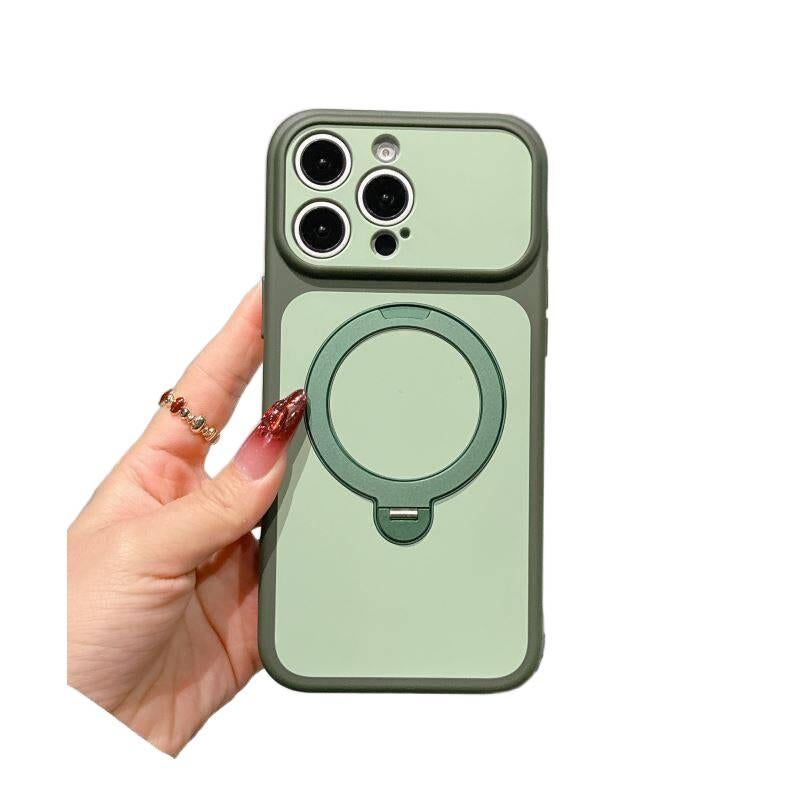MS غطاء MagSafe بPC لـ iPhone 16 / 16 Plus / 16 Pro / 16 Pro Max مع مغناطيس قوي وحامل قائم مع مقاوم للصدمات مع حماية من السقوط مع مقاوم لبصمات الأصابع باللون أسود مغناطيسي بوظيفة حام. - Image 1