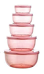 DOLIVA 5 Pcs Kitchen Food Container Meat Storage Box Fridge and Freezer Fish Storage Basket Food Container 290 ml 580 ml 1000 ml 1700 ml 2700 ml Multicolour - Image 1