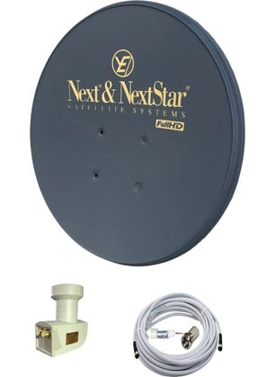 Next Television Satellite Dish Antenna Set Black Full Set 80CM Satellite Dish + Double LNB + Cable  - Image 2