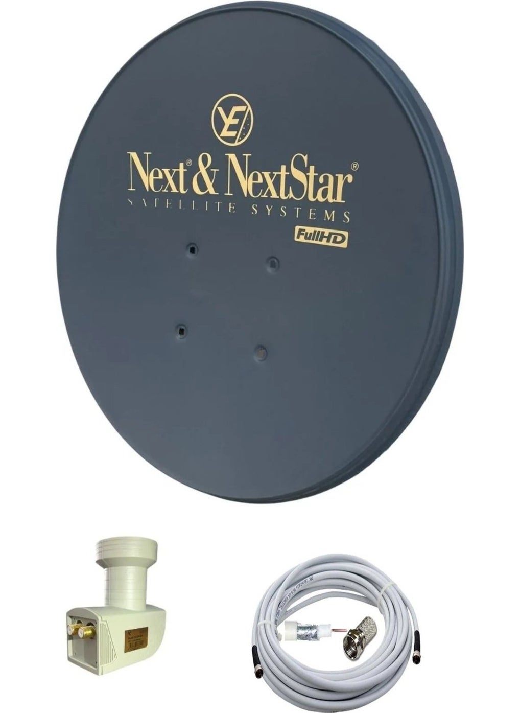 Next Television Satellite Dish Antenna Set Black Full Set 80CM Satellite Dish + Double LNB + Cable  - Image 2