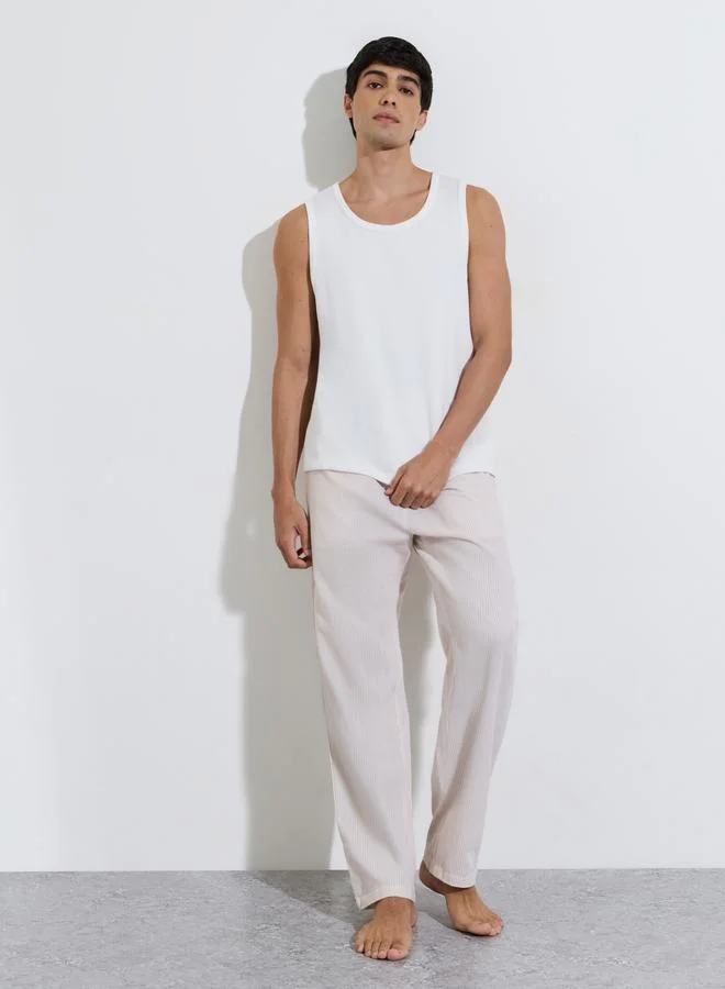 Styli Beige Striped Full Length Pyjama Pants