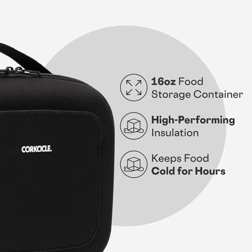 Corkcicle Lunchpod Insulated Lunch Bag - Crush-Proof Design - Food Safe Interior - Exterior & Interior Pockets - 11” x 8.75” x 4” - Summer Gift - Keeps Food Cold - Black Neoprene - Image 3