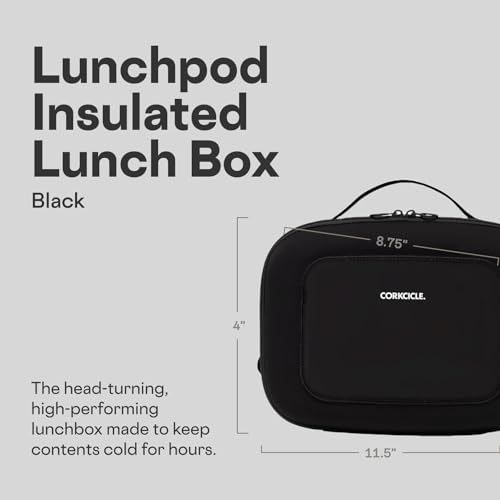 Corkcicle Lunchpod Insulated Lunch Bag - Crush-Proof Design - Food Safe Interior - Exterior & Interior Pockets - 11” x 8.75” x 4” - Summer Gift - Keeps Food Cold - Black Neoprene - Image 2