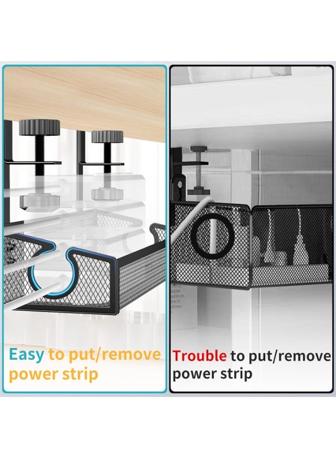 Relex Under Desk Cable Management Tray Black, No Drill Organizer With Clamp for Wire Management, PC Cord Accessories & Workspace Organizers for Office, Home - Image 3