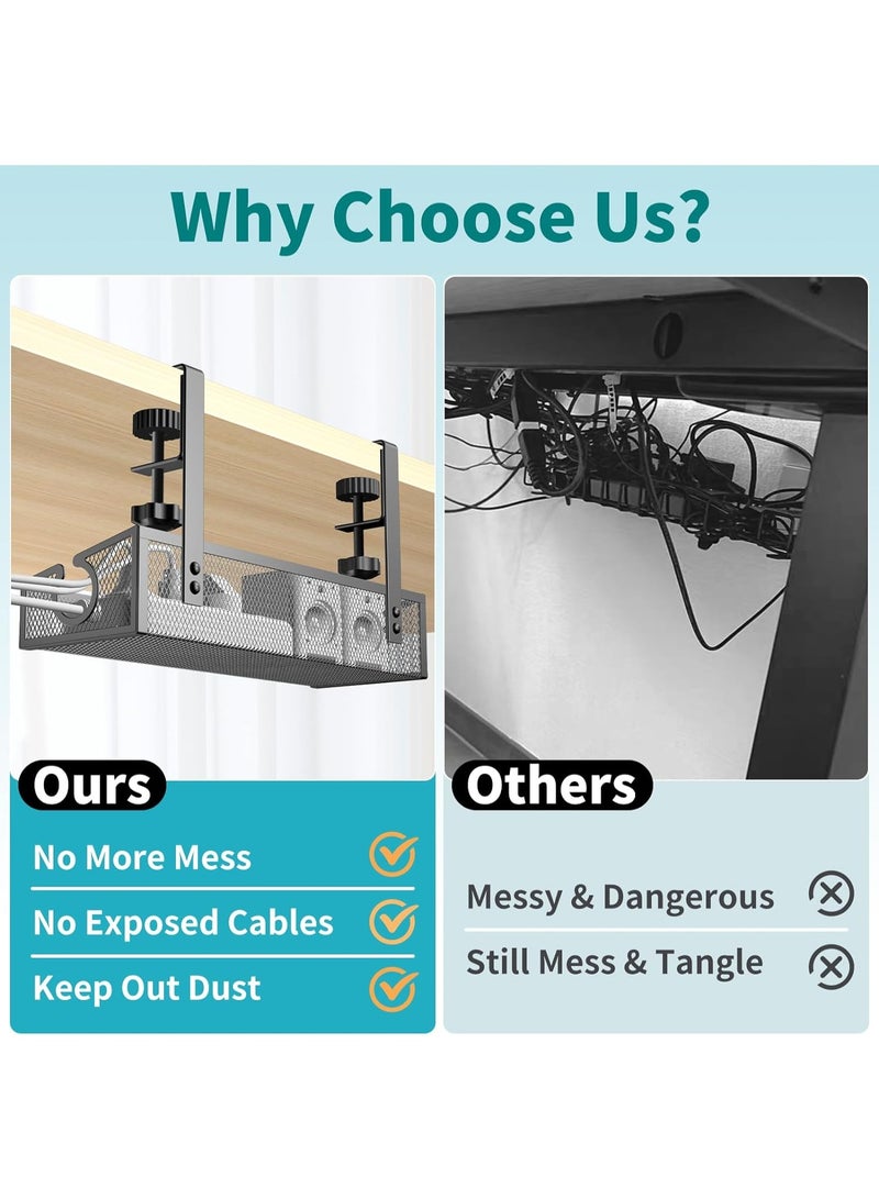 Relex Under Desk Cable Management Tray Black, No Drill Organizer With Clamp for Wire Management, PC Cord Accessories & Workspace Organizers for Office, Home - Image 5