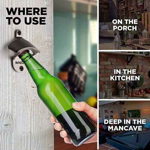 MAGCAP Outdoor Bottle Opener Wall Mounted - Style Magnetic Beer Bottle Opener that Catches Caps - Easy to Install and Incredibly Convenient - Image 4
