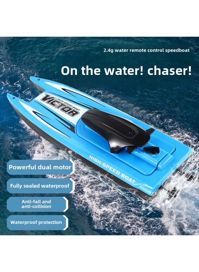 2.4g Electric Remote Control Boat Super Long Endurance High Speed Simulation Speedboat Rechargeable Water Motorcycle Model Toy-Color:High-speed Speedboat  Dual-electric Version  - Image 2