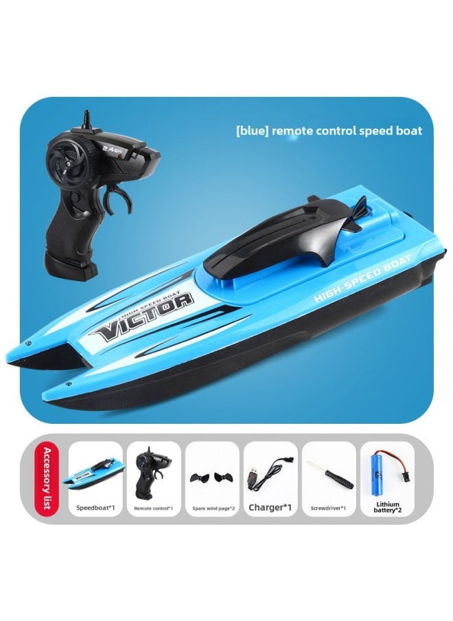 2.4g Electric Remote Control Boat Super Long Endurance High Speed Simulation Speedboat Rechargeable Water Motorcycle Model Toy-Color:High-speed Speedboat  Dual-electric Version  - Image 1