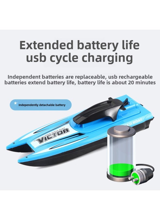 2.4g Electric Remote Control Boat Super Long Endurance High Speed Simulation Speedboat Rechargeable Water Motorcycle Model Toy-Color:High-speed Speedboat  Dual-electric Version  - Image 5