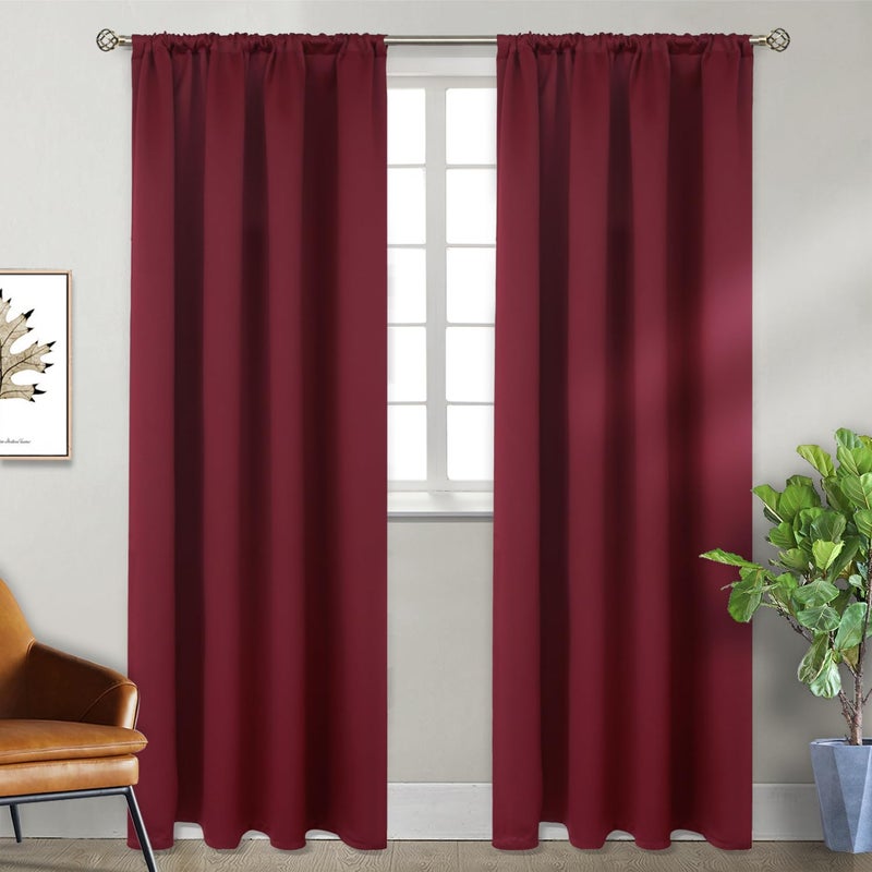 BGment Burgundy Blackout Curtains 84 Inch Length for Bedroom  Rod Pocket Thermal Insulated Room Darkening Shading Drapes for Living Room 42 x 84 Inch 2 Panels
