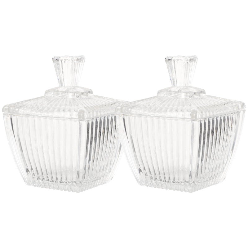 Vintage Glass Candy Jar with Airtight Lid Set of 2 for Kitchen Storage - Image 2