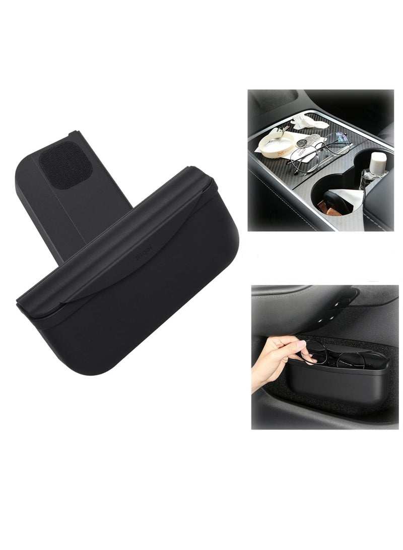 SYOSI for Tesla Model 3 Model Y Car Glasses Storage Box Interior Accessories Storage Box, Center Console Storage Box Silicone Accessories with Sunglasses Key Card Holder for Tesla Model S X - Image 1