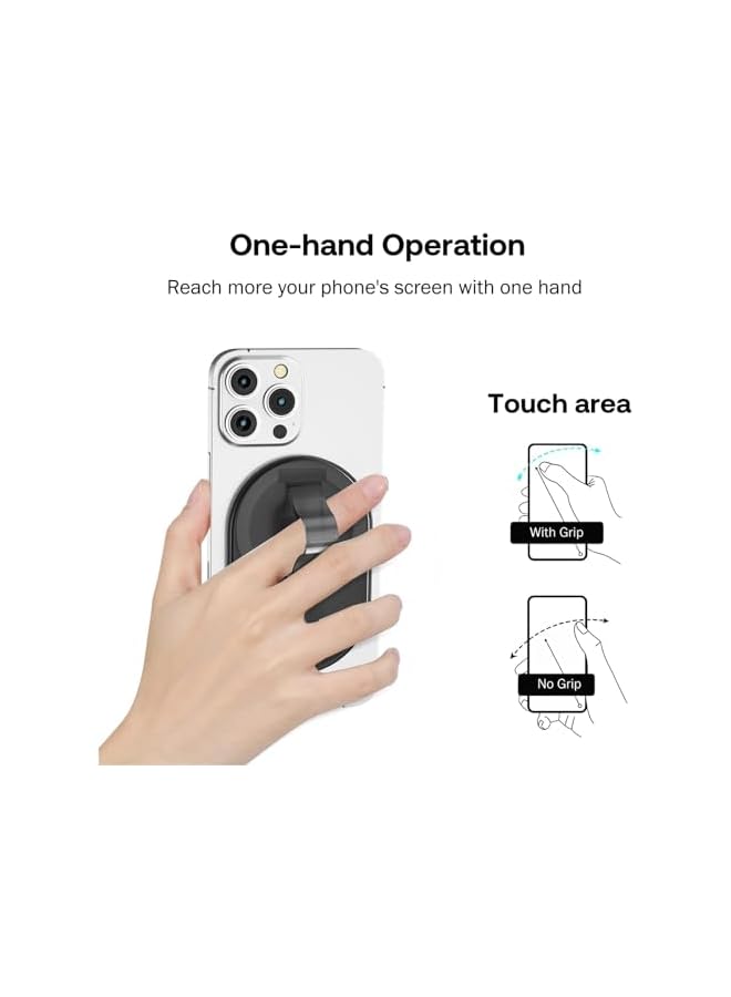 S-TOP Magnetic Phone Grip, Strong N53 Magnet Holder for Cell Phones, Detachable Finger Strap Loop Stand Compatible with Various Mobile Phones, Lightweight Slim Secure Grip for Daily Use - Image 2