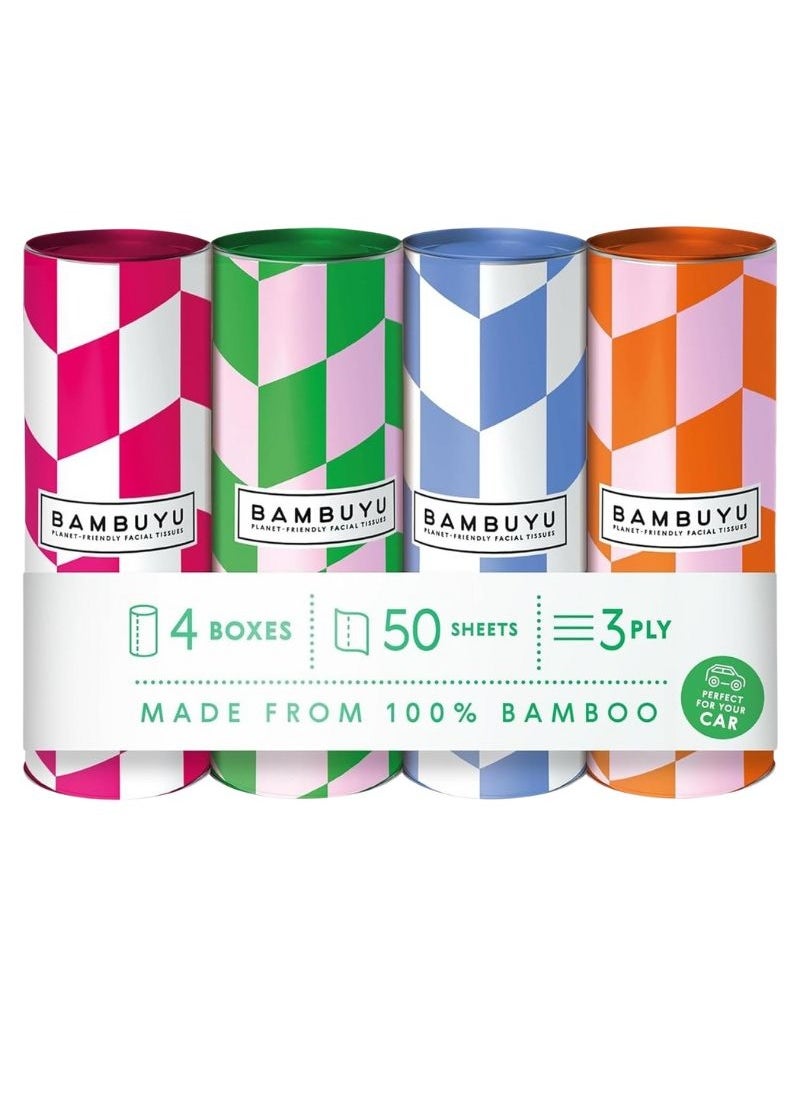 Bambuyu - Bamboo 3 Ply Facial Tissues Tubes 50 Sheets Pack of 4 - Image 1