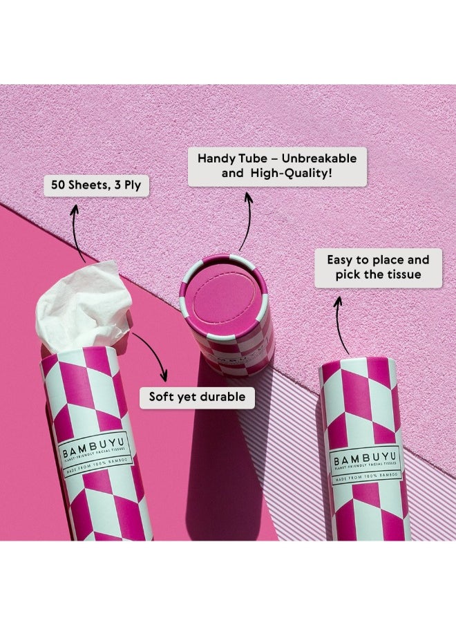 Bambuyu - Bamboo 3 Ply Facial Tissues Tubes 50 Sheets Pack of 4 - Image 1