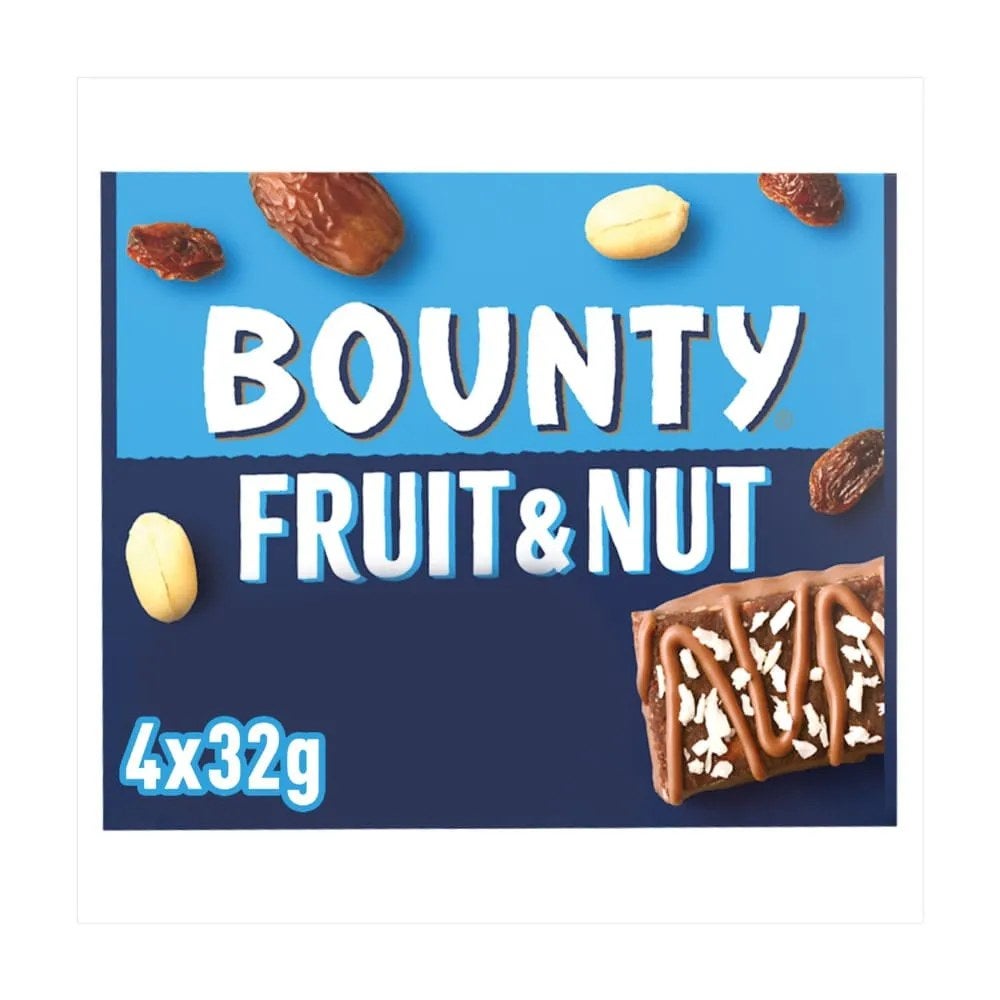 Bounty Fruit and Nut Milk Chocolate Snack Bar- 4 X 32gms