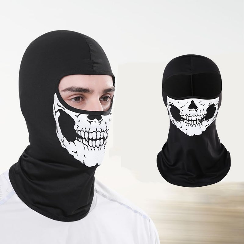 Wnddle 2Pcs Skull Balaclava Ghost Mask, Motorcycle Balaclavas for Men, Neck Gaiter for Men Breathable Full Face Ghosts Masks - Image 3