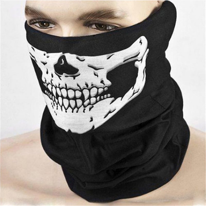 Wnddle 2Pcs Skull Balaclava Ghost Mask, Motorcycle Balaclavas for Men, Neck Gaiter for Men Breathable Full Face Ghosts Masks - Image 2