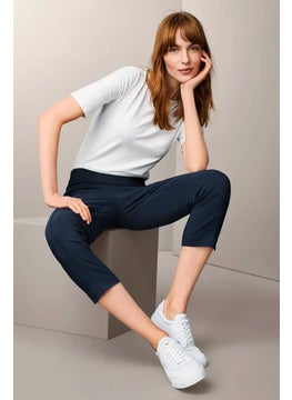 Tchibo Women Plain Pull On Capri Pants, Navy  - Image 1