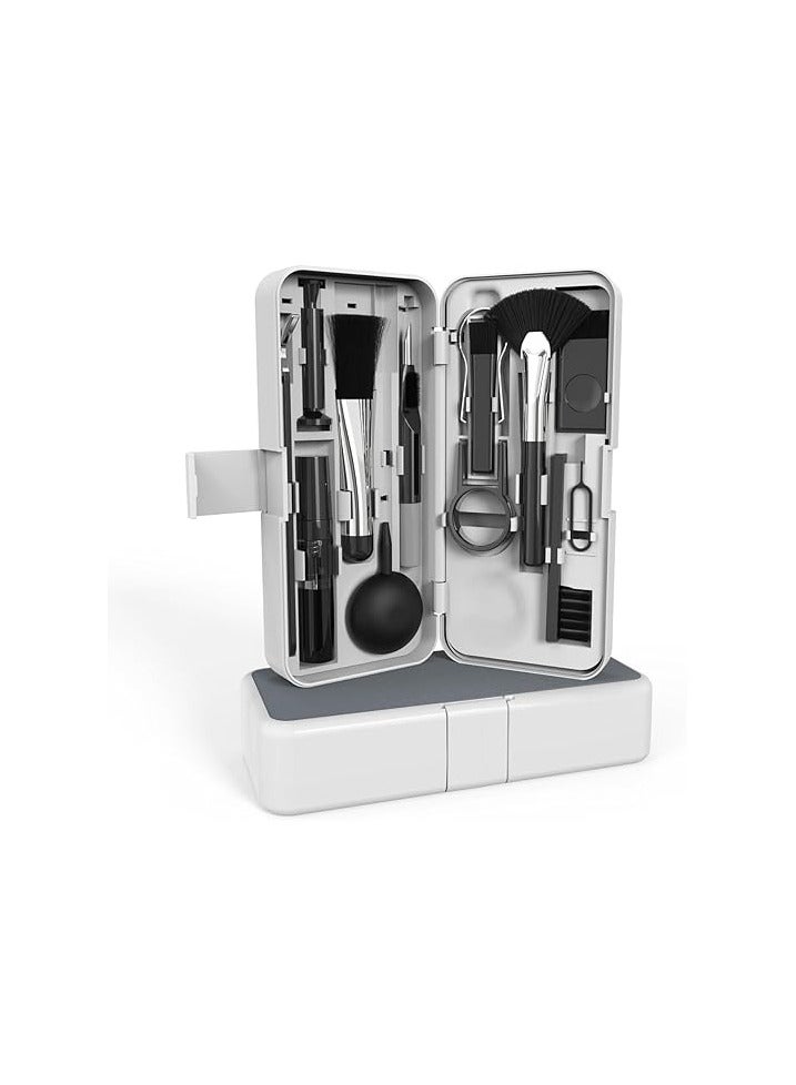 مجموعة تنظيف متعددة الوظائف لتنظيف لوحة المفاتيح لأجهزة الكمبيوتر المحمول والهاتف والكاميرا وسماعات الأذن. مع فرشاة وقلم تنظيف وأداة سحب أغطية المفاتيح وحامل هاتف مدمج - Image 1