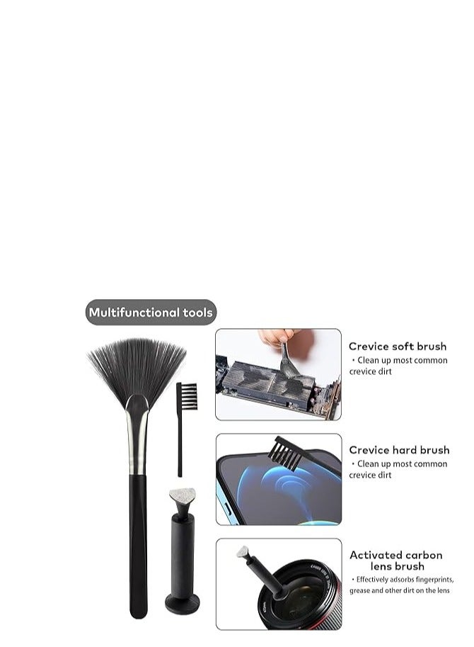 مجموعة تنظيف متعددة الوظائف لتنظيف لوحة المفاتيح لأجهزة الكمبيوتر المحمول والهاتف والكاميرا وسماعات الأذن. مع فرشاة وقلم تنظيف وأداة سحب أغطية المفاتيح وحامل هاتف مدمج - Image 4