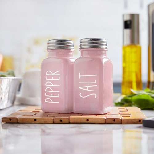 dopeca Pink Salt and Pepper Shakers Set - Pink Kitchen Decor and Accessories - Cute Glass Salt Shaker for Kitchen and Table, RV, Camp,BBQ - Image 5