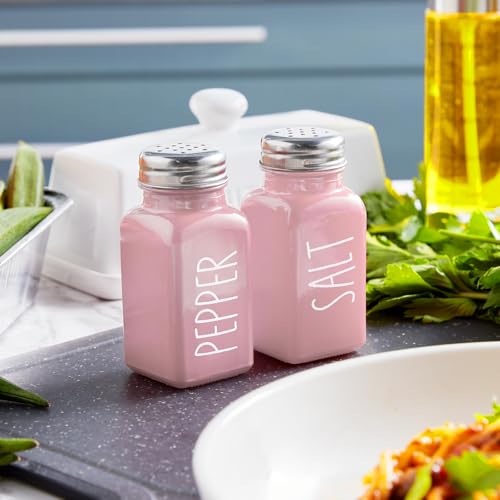 dopeca Pink Salt and Pepper Shakers Set - Pink Kitchen Decor and Accessories - Cute Glass Salt Shaker for Kitchen and Table, RV, Camp,BBQ - Image 2