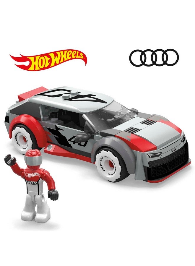 Mega Brands مجموعة ألعاب سباق سيارات هوت ويلز العملاقة، أودي RS 6 GTO كونسبت مع 77 قطعة، 1 شخصية ميكرو أكشن سائق، رمادي، للأطفال من عمر 5 سنوات فما فوق - Image 5