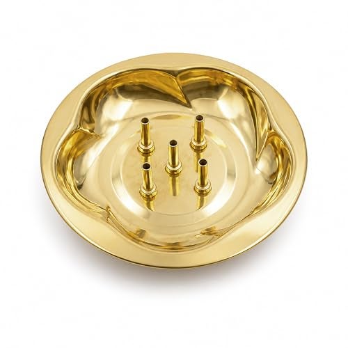 Spillbox Brass Agarbatti Stand Bowl for Pooja|Incense Stick Holder with Ash Catcher Plate|Dhoop Agarbatti Stand | Brass Pooja Items for Home Temple|Ash Collector Bowl Holder[Wt:35g]-Lotus Agarbatti Bowl - Image 2