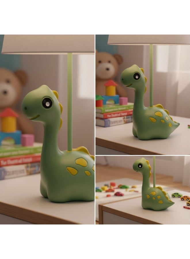 DANUBE HOME Dino Kids Polyresin Table Lamp 40Cm Contemporary Table Lampshade Table Top Lights E27 Bulb Base Modern Design Indoor Lighting For Bedroom Living Room L18xW18xH40cm-Green - Image 2