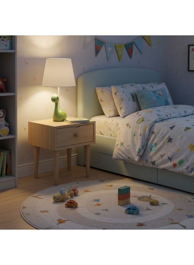 DANUBE HOME Dino Kids Polyresin Table Lamp 40Cm Contemporary Table Lampshade Table Top Lights E27 Bulb Base Modern Design Indoor Lighting For Bedroom Living Room L18xW18xH40cm-Green - Image 3