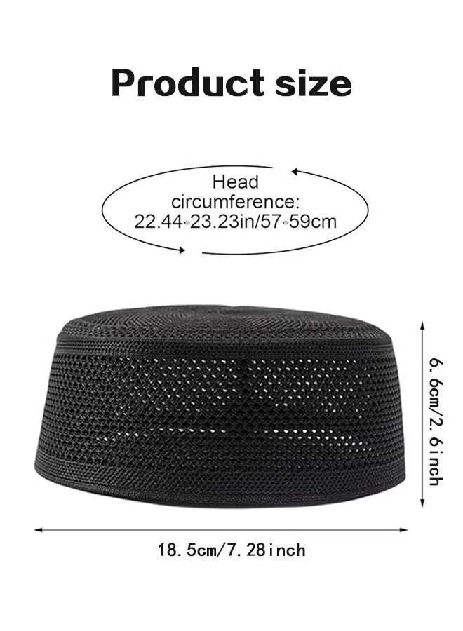 Ba Love 2 Pcs Eid Prayer Kufi Hat Men Summer Mesh Muslim Prayer Headwear Cap Islamic Beanie Skull Cap Kofia Topi Sun Hat Turban - Image 3