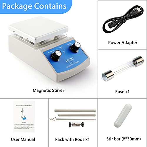 HYCC Magnetic Stirrer Hot Plate Max 716°F, 100-2000RPM Hot Plate with Magnetic Stirrer, 2000mL Magnetic Hotplate Stirrer, Magnetic Stirrer w/Magnetic Stir Bar - Image 4