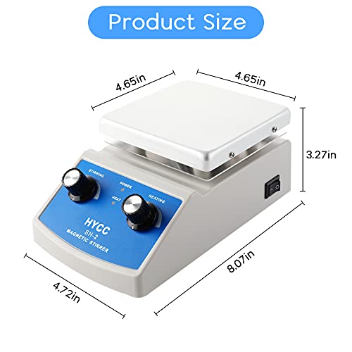 HYCC Magnetic Stirrer Hot Plate Max 716°F, 100-2000RPM Hot Plate with Magnetic Stirrer, 2000mL Magnetic Hotplate Stirrer, Magnetic Stirrer w/Magnetic Stir Bar - Image 3